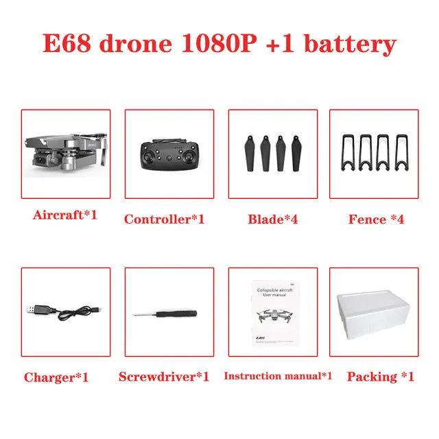 E68 Drone HD wide angle 4K WIFI 1080P FPV Drones video live Recording Quadcopter Height To maintain Drone CameraVS e58 Dron Toys