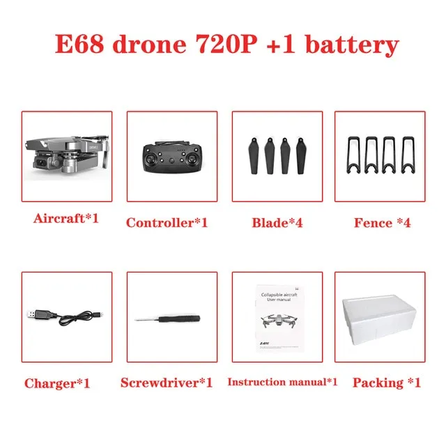 E68 Drone HD wide angle 4K WIFI 1080P FPV Drones video live Recording Quadcopter Height To maintain Drone CameraVS e58 Dron Toys