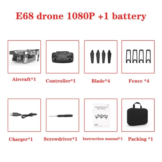 E68 Drone HD wide angle 4K WIFI 1080P FPV Drones video live Recording Quadcopter Height To maintain Drone CameraVS e58 Dron Toys