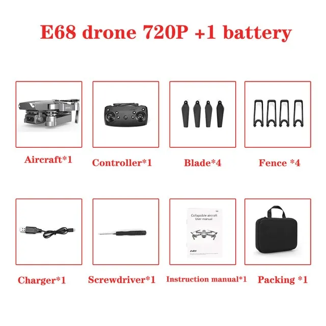E68 Drone HD wide angle 4K WIFI 1080P FPV Drones video live Recording Quadcopter Height To maintain Drone CameraVS e58 Dron Toys