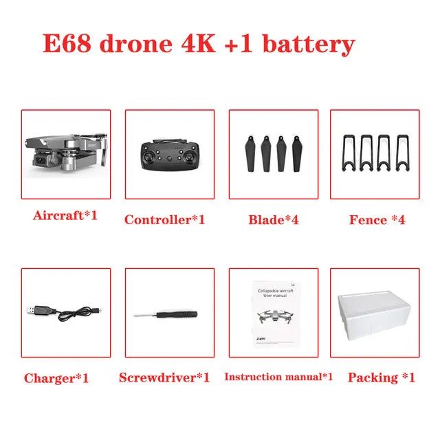 E68 Drone HD wide angle 4K WIFI 1080P FPV Drones video live Recording Quadcopter Height To maintain Drone CameraVS e58 Dron Toys