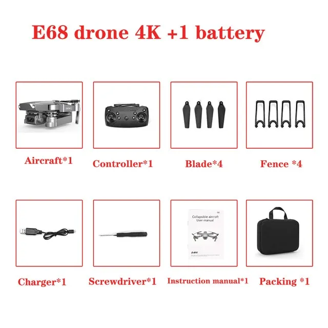 E68 Drone HD wide angle 4K WIFI 1080P FPV Drones video live Recording Quadcopter Height To maintain Drone CameraVS e58 Dron Toys