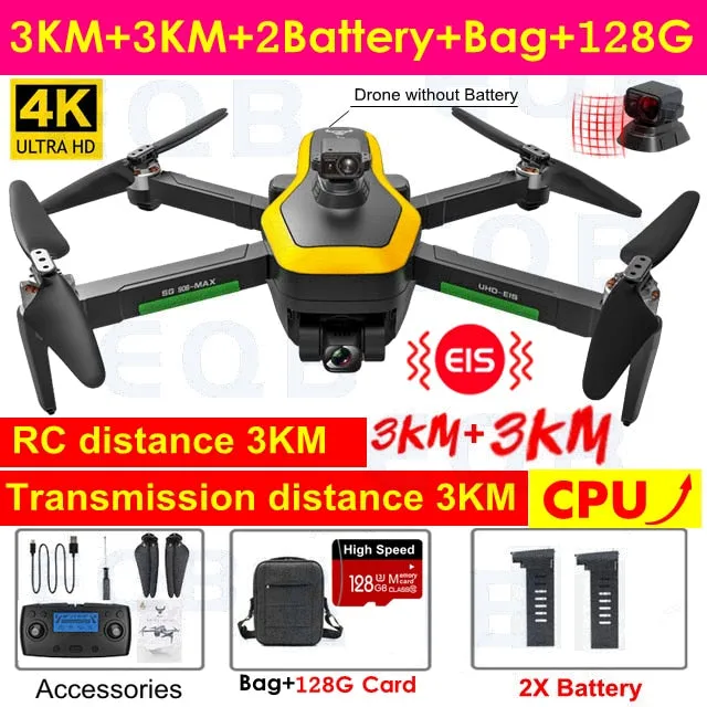 EQB SG906 MAX GPS Drone with 3 Axis Gimbal Professional 4K Camera Obstacle Avoidance RC Quadcopter 5G FPV Profesional Drones