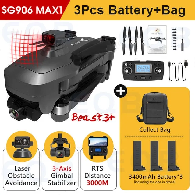EQB SG906 MAX GPS Drone with 3 Axis Gimbal Professional 4K Camera Obstacle Avoidance RC Quadcopter 5G FPV Profesional Drones
