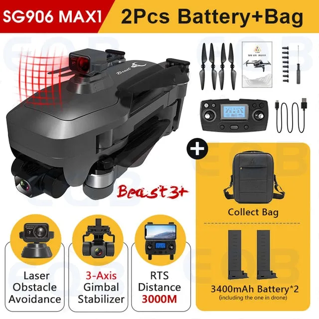 EQB SG906 MAX GPS Drone with 3 Axis Gimbal Professional 4K Camera Obstacle Avoidance RC Quadcopter 5G FPV Profesional Drones