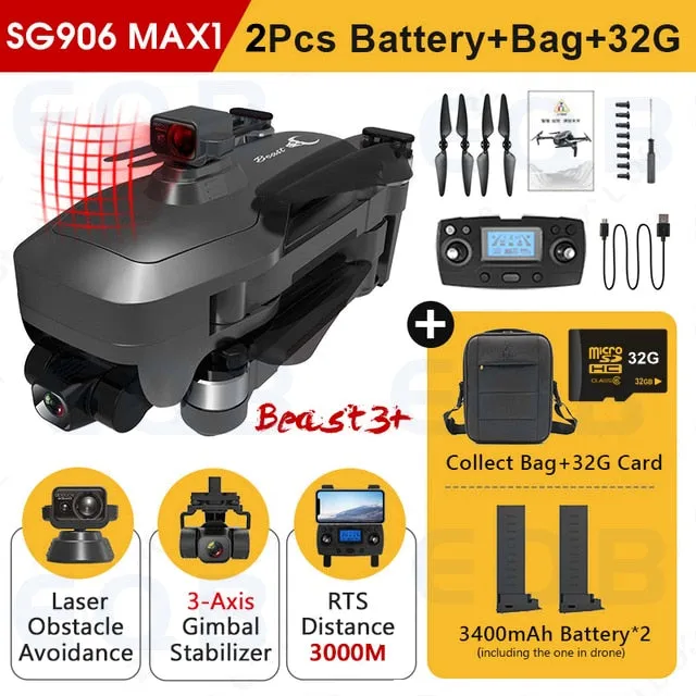 EQB SG906 MAX GPS Drone with 3 Axis Gimbal Professional 4K Camera Obstacle Avoidance RC Quadcopter 5G FPV Profesional Drones