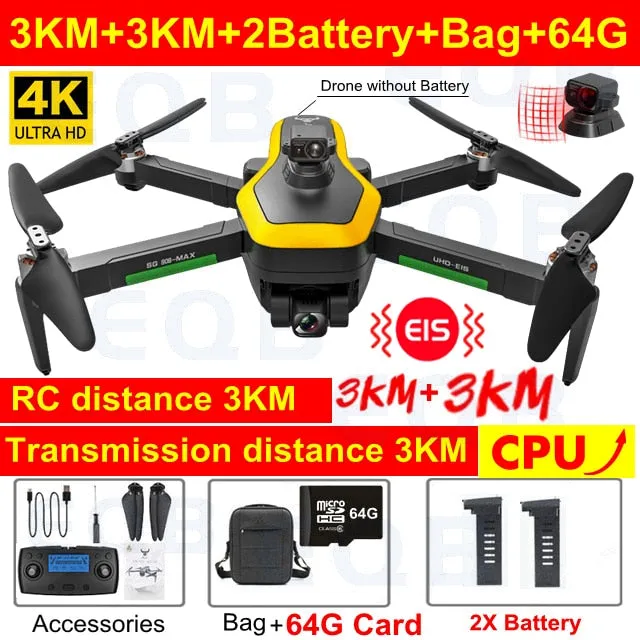EQB SG906 MAX GPS Drone with 3 Axis Gimbal Professional 4K Camera Obstacle Avoidance RC Quadcopter 5G FPV Profesional Drones