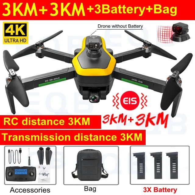 EQB SG906 MAX GPS Drone with 3 Axis Gimbal Professional 4K Camera Obstacle Avoidance RC Quadcopter 5G FPV Profesional Drones