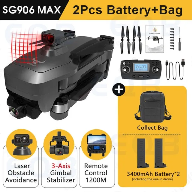 EQB SG906 MAX GPS Drone with 3 Axis Gimbal Professional 4K Camera Obstacle Avoidance RC Quadcopter 5G FPV Profesional Drones