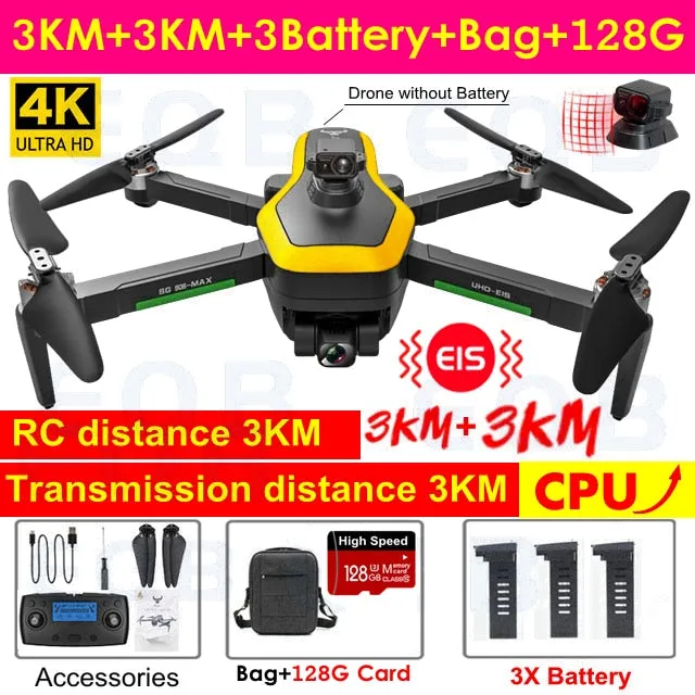 EQB SG906 MAX GPS Drone with 3 Axis Gimbal Professional 4K Camera Obstacle Avoidance RC Quadcopter 5G FPV Profesional Drones