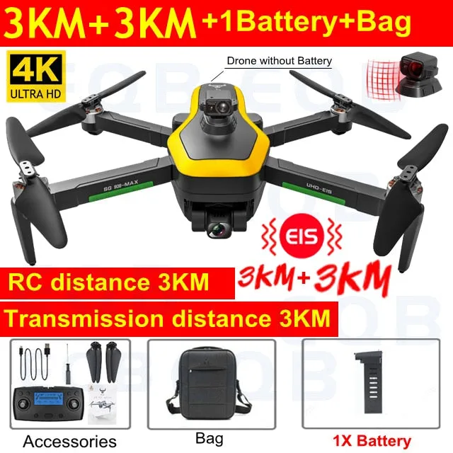EQB SG906 MAX GPS Drone with 3 Axis Gimbal Professional 4K Camera Obstacle Avoidance RC Quadcopter 5G FPV Profesional Drones