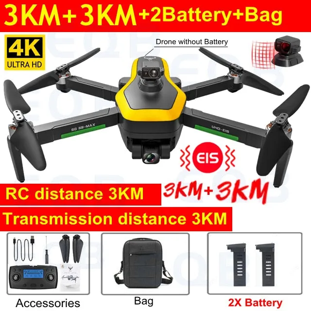 EQB SG906 MAX GPS Drone with 3 Axis Gimbal Professional 4K Camera Obstacle Avoidance RC Quadcopter 5G FPV Profesional Drones