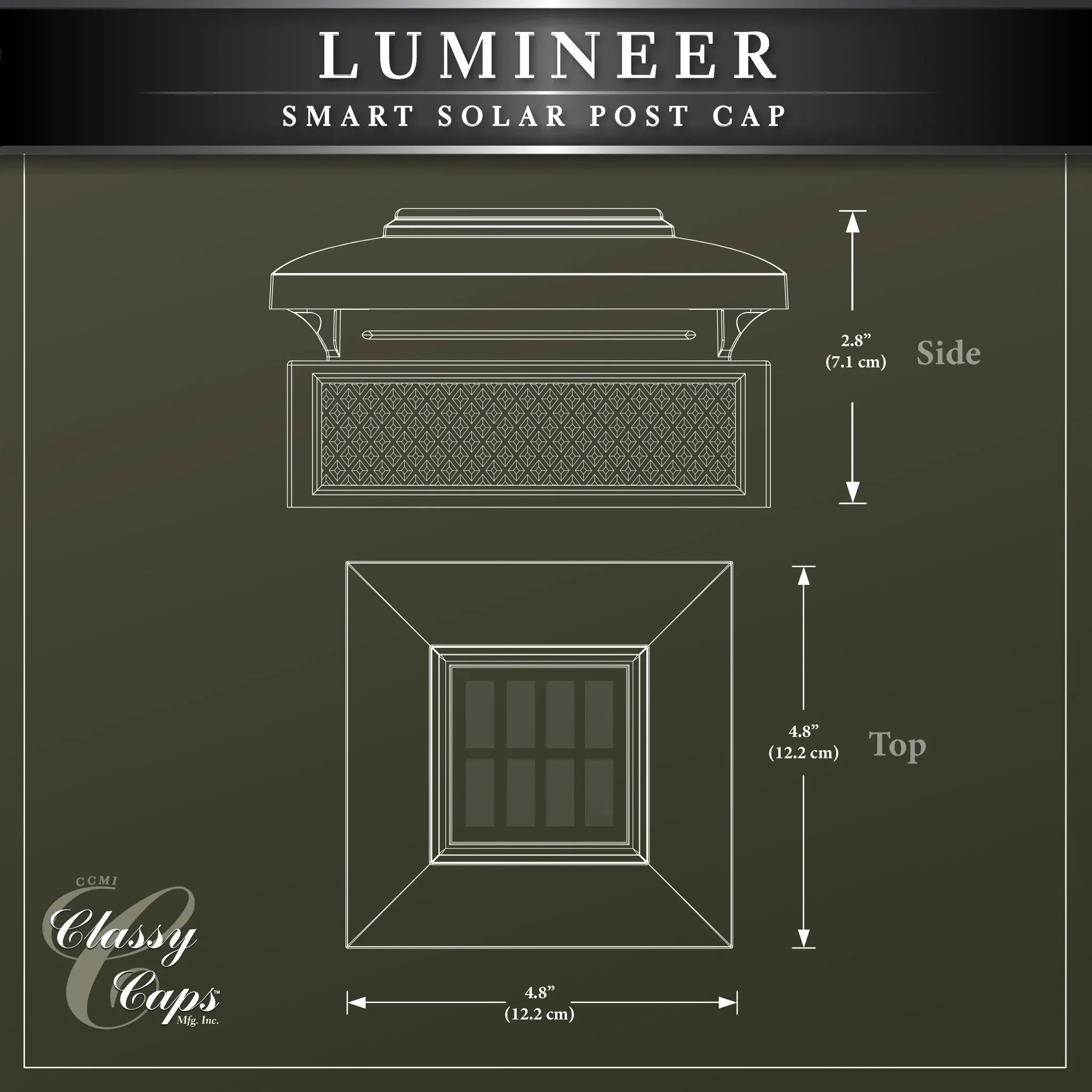 Fence Post Cap - Classy Caps Lumineer Smart Solar Post Cap, SLT727W