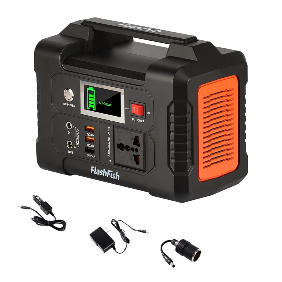 Flashfish E200 Portable Power Station With 60W/18V Foldable Solar Panel