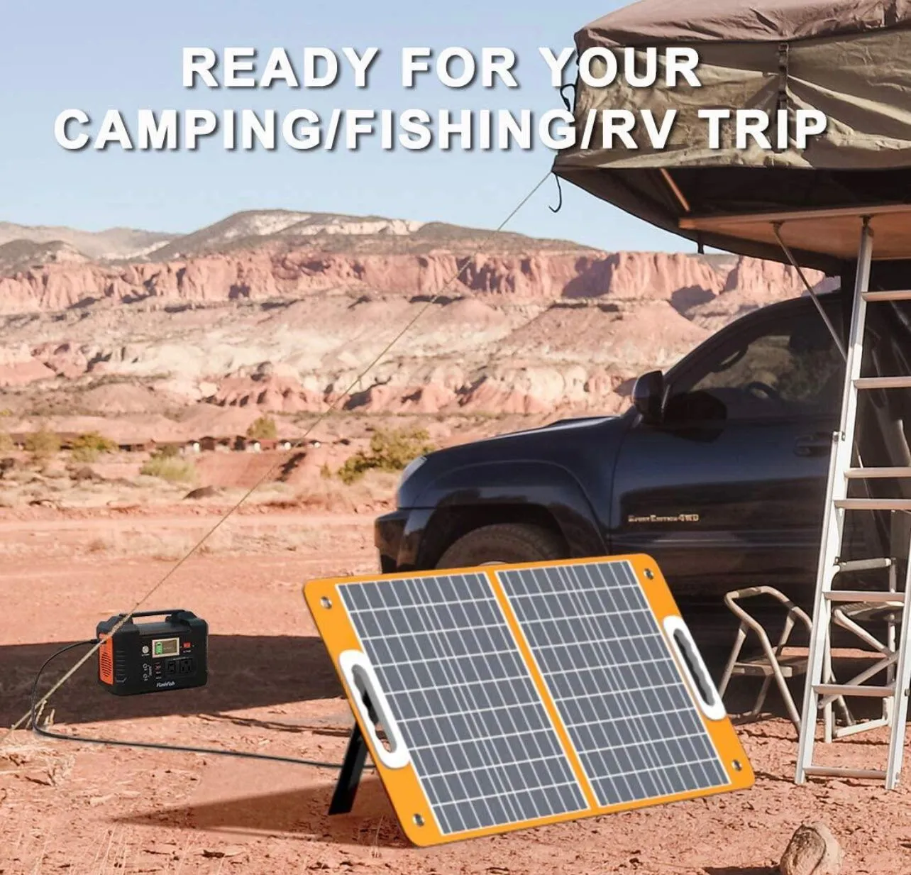 Flashfish E200 Portable Power Station With 60W/18V Foldable Solar Panel