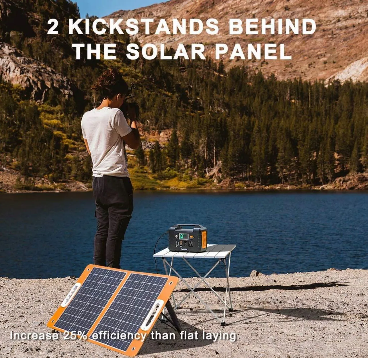 Flashfish E200 Portable Power Station With 60W/18V Foldable Solar Panel