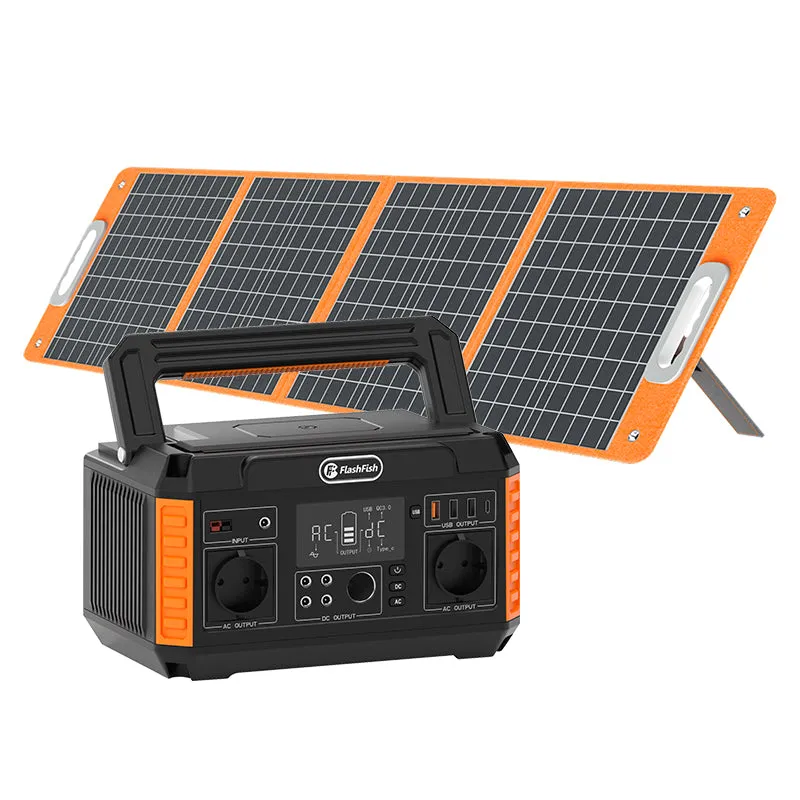 Flashfish P60   TSP100 Solar Generator Kit丨560W 520Wh   100W Solar Panel