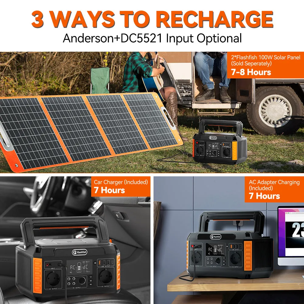 Flashfish P60   TSP100 Solar Generator Kit丨560W 520Wh   100W Solar Panel
