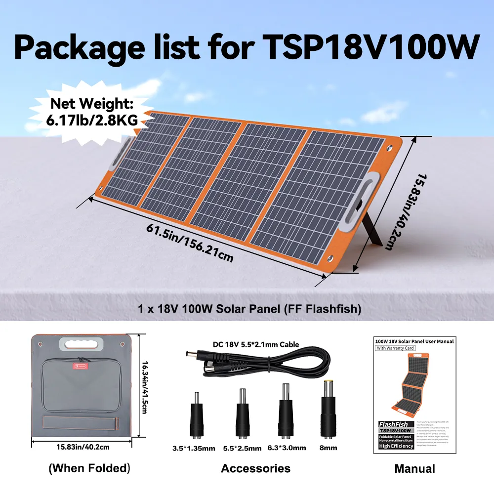 Flashfish P60   TSP100 Solar Generator Kit丨560W 520Wh   100W Solar Panel