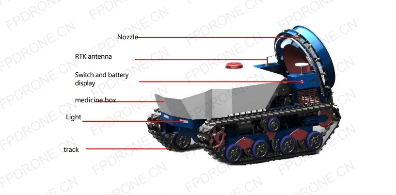 FP Drone Orchard Automatic Spraying Vehicle U300 | 25Ah | Tracked | Box Capacity 300 L