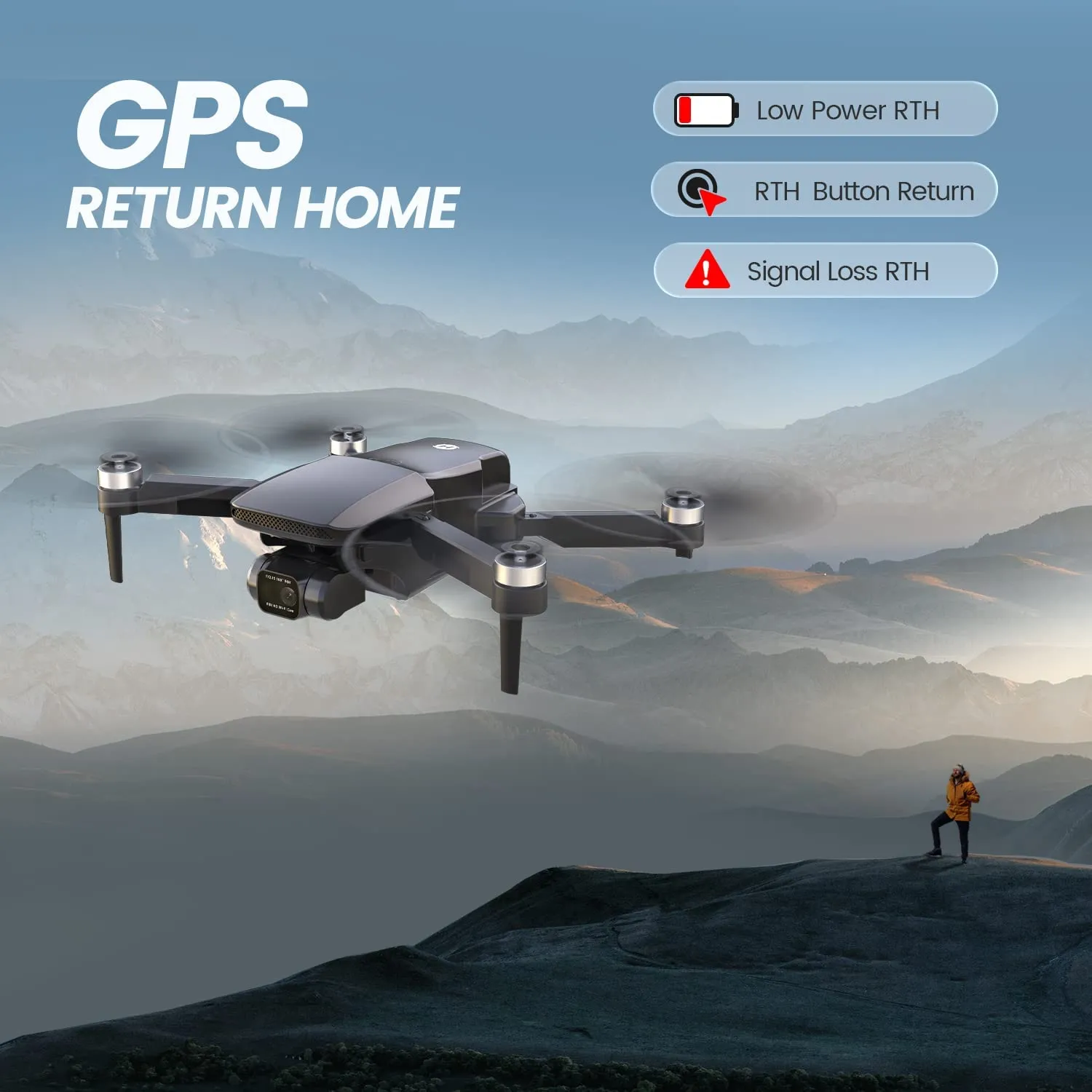 Holy Stone HS360 Foldable FPV GPS Drone with 4K Rock Steady Camera RC Quadcopter