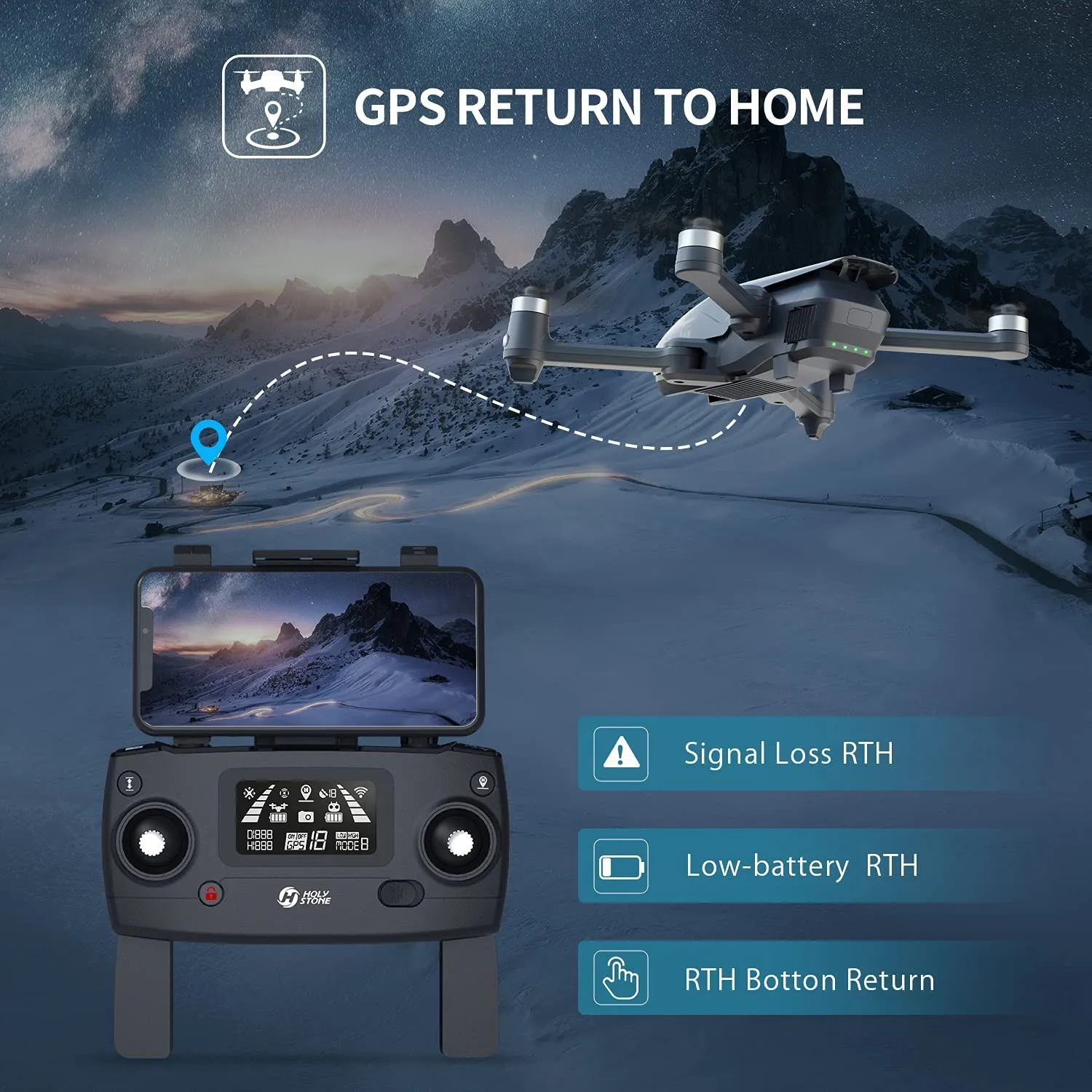 Holy Stone HS710 Foldable FPV GPS Drone with 4K Camera RC 5G Quadcopter