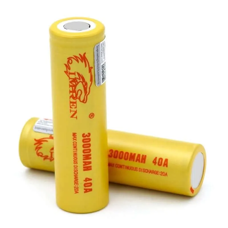 IMREN 18650 3000mAh 40A Rechargeable Lithium Battery (2PCS/Pack)