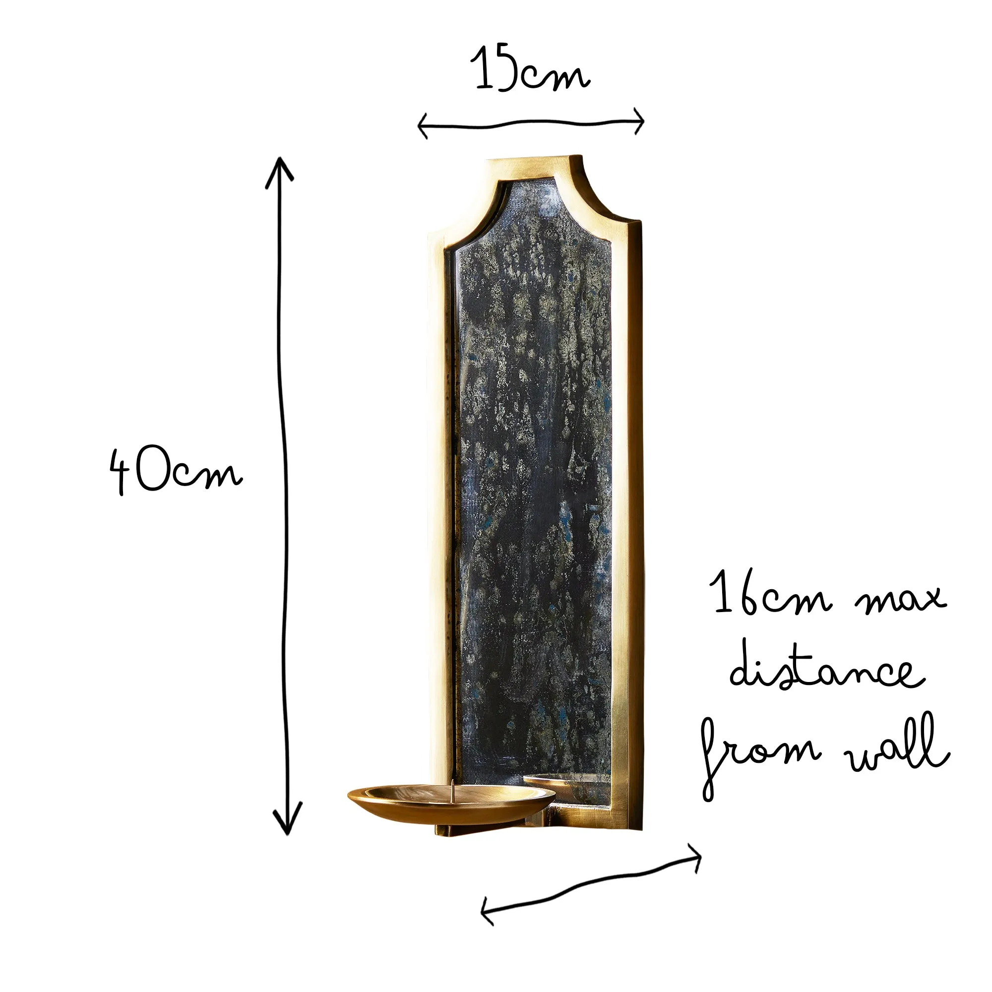 Kite wall mounted candle holder in antiqued brass