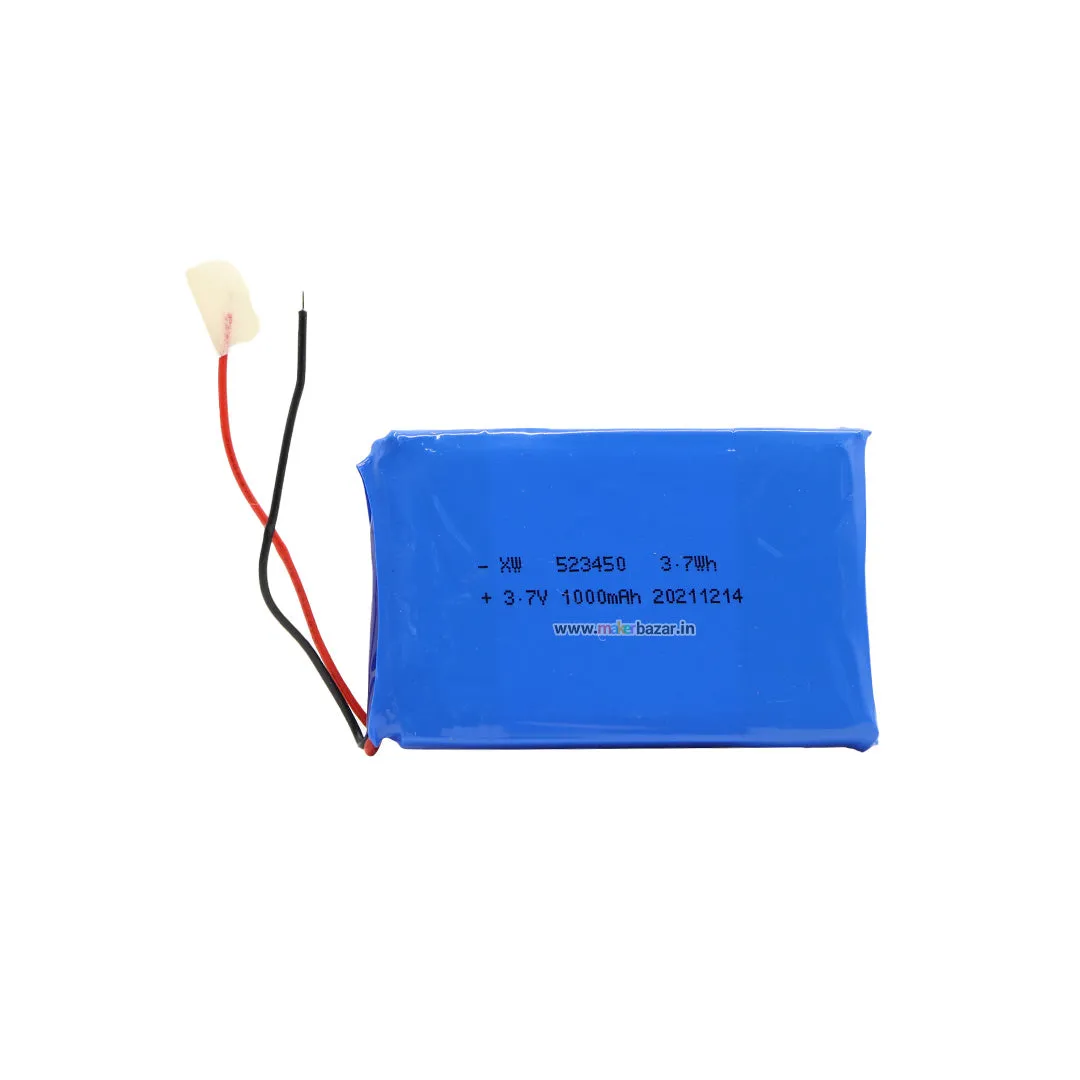 KP: 3.7V 1000mAh Lipo Battery - Single Cell Lithium Polymer Battery