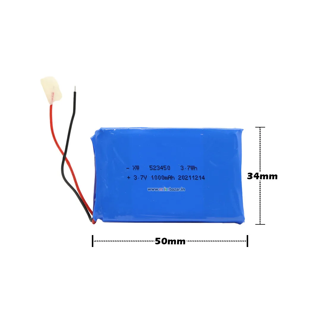 KP: 3.7V 1000mAh Lipo Battery - Single Cell Lithium Polymer Battery
