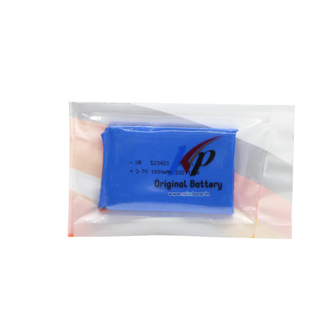 KP: 3.7V 1000mAh Lipo Battery - Single Cell Lithium Polymer Battery