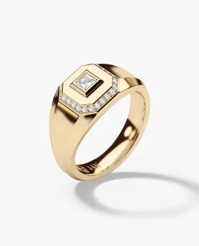 LA PAZ Gold Signet Ring with 0.20ct Diamonds