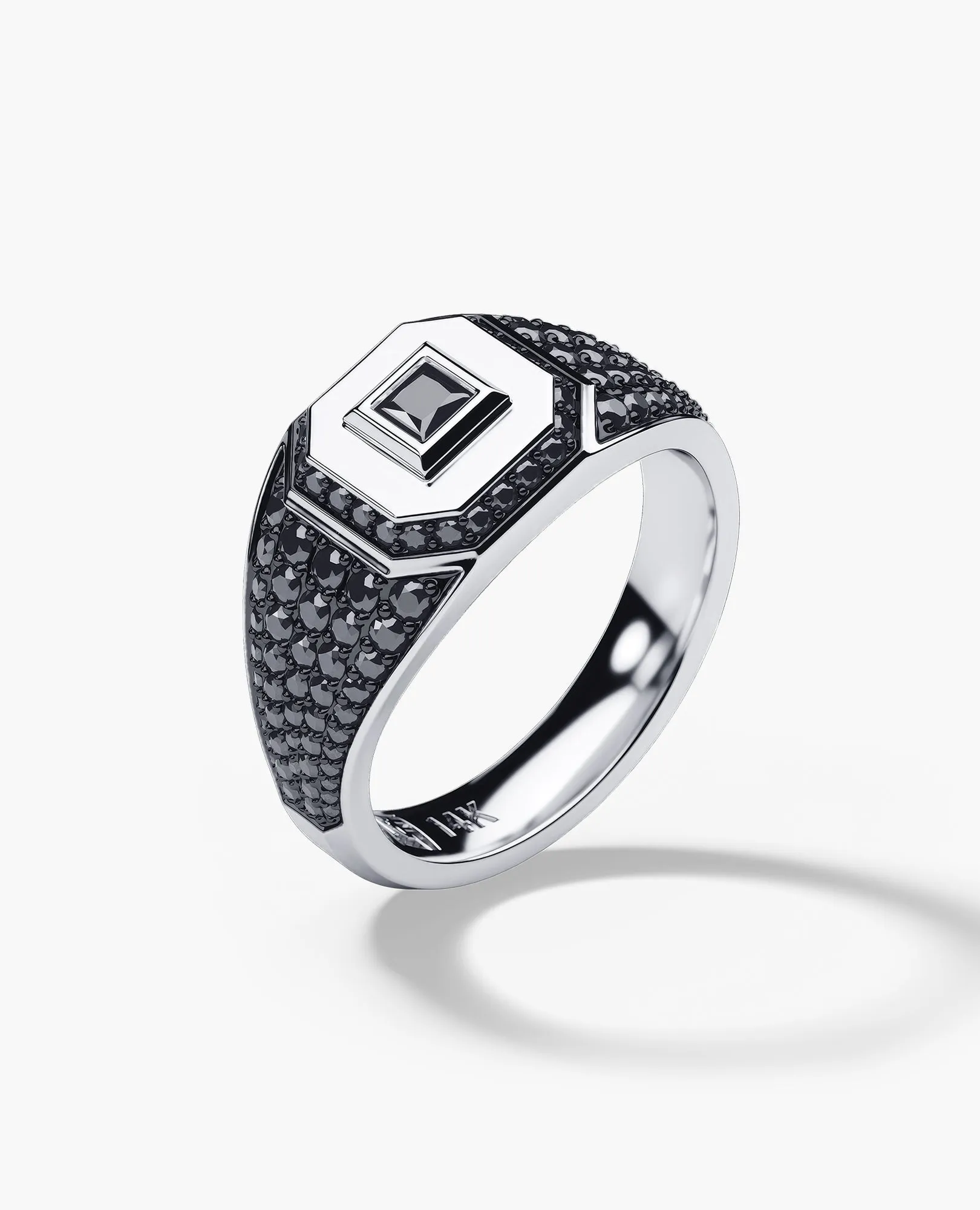 LA PAZ Gold Signet Ring with 0.85ct Black Diamonds