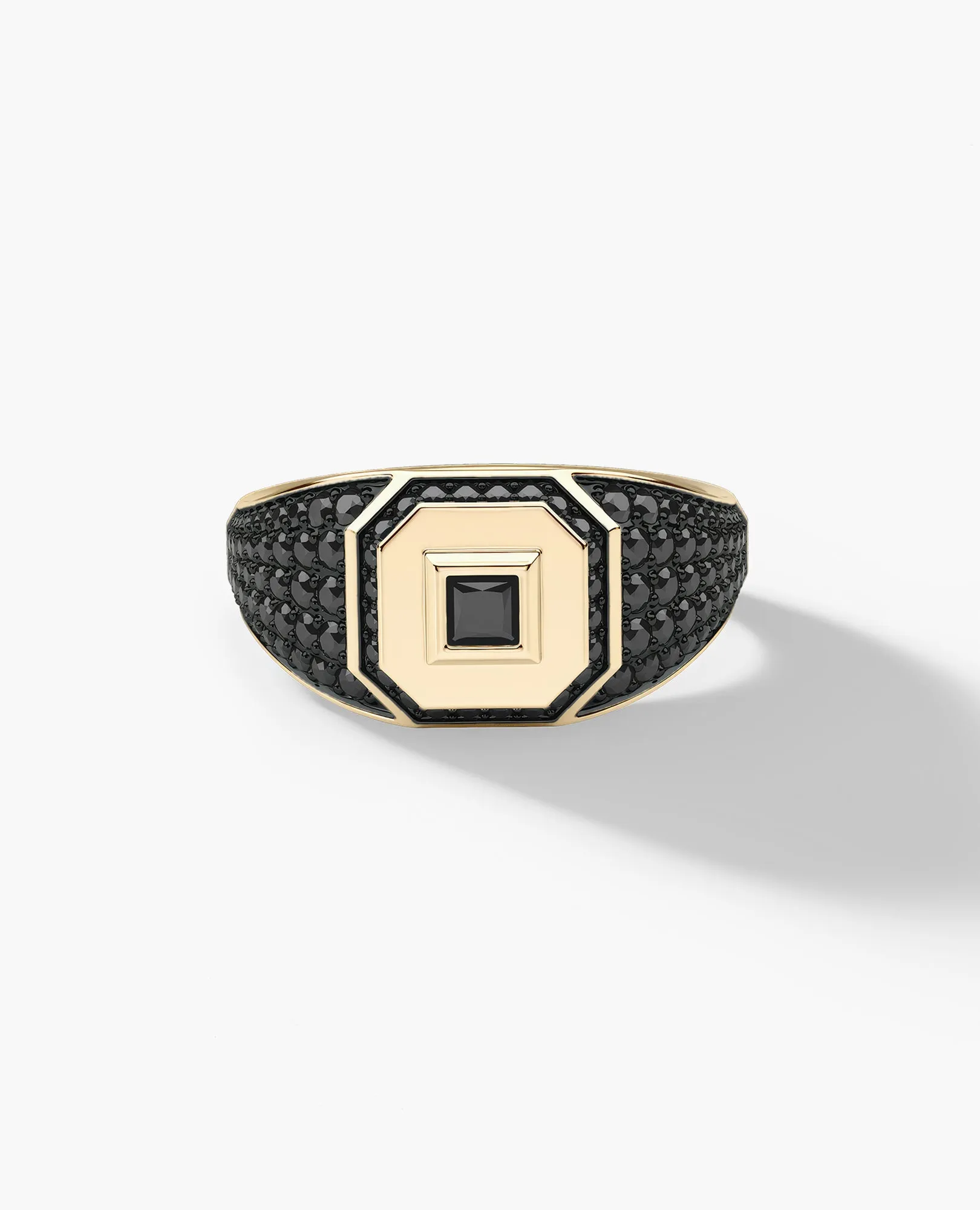LA PAZ Gold Signet Ring with 0.85ct Black Diamonds