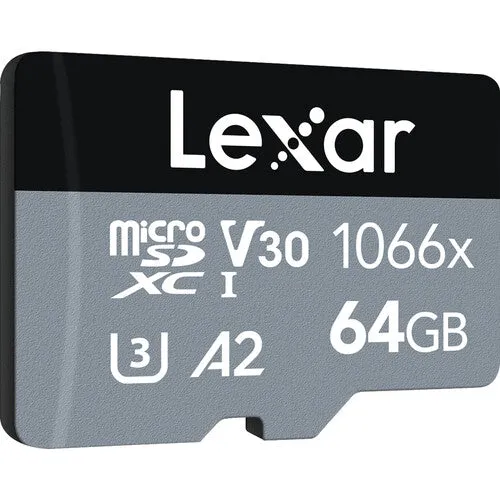 Lexar 64GB Professional 1066x UHS-I microSDXC 64GB Memory Card without SD Adapter (SILVER Series)