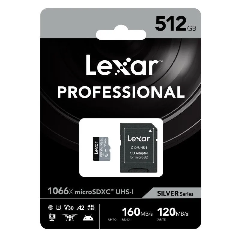 Lexar Professional Silver 512GB microSDXC UHS-I 160MB/s Memory Card - V30