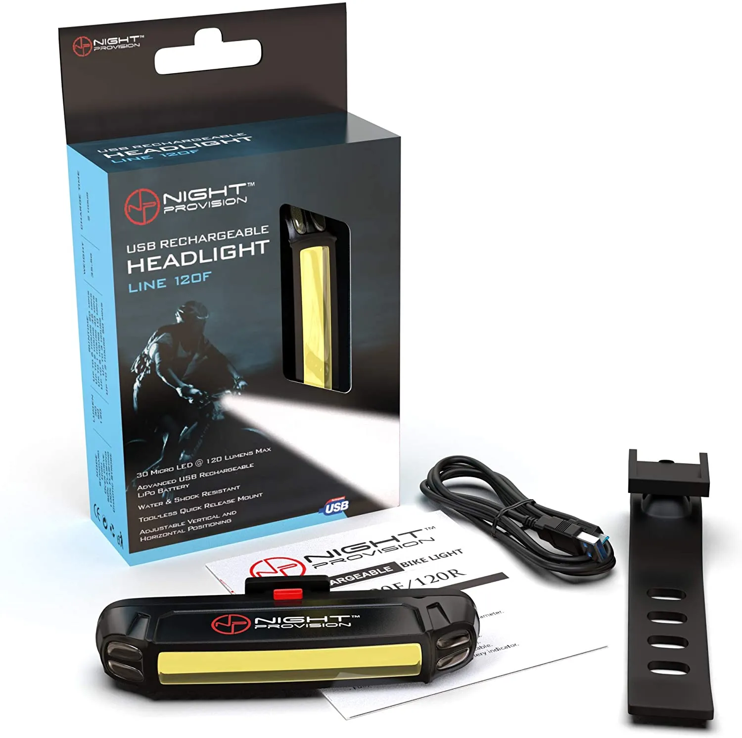LINE-120FR FRONT OR REAR BIKE LIGHT USB RECHARGEABLE LED BICYCLE LIGHTS SKATEBOARD LONGBOARD ROAD MOUNTAIN BICYCLE FLASHER SET