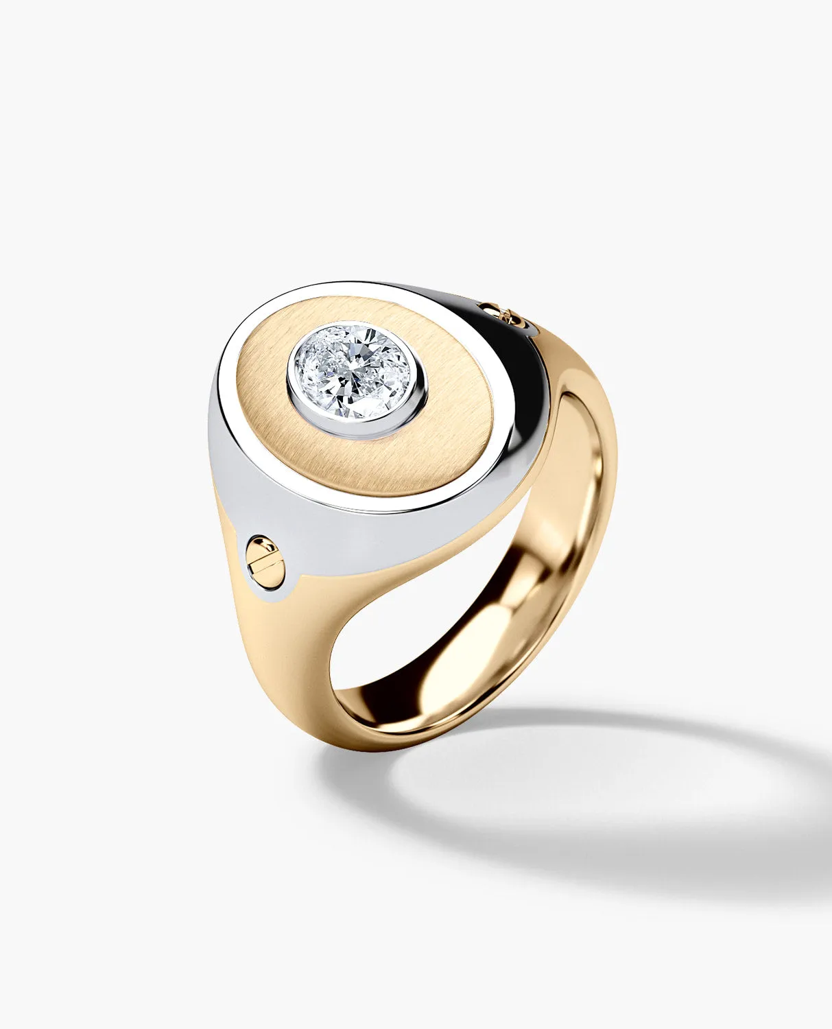 LODESTAR Two-Tone Gold Signet Ring with Diamond