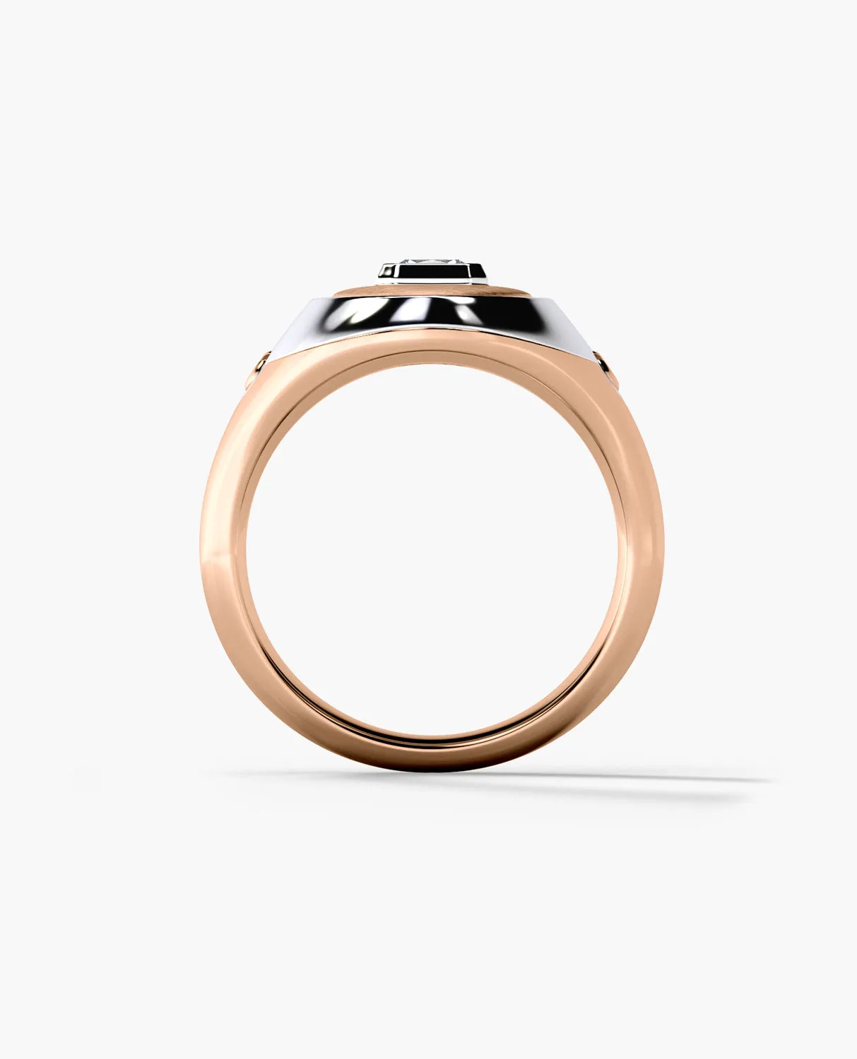 LODESTAR Two-Tone Gold Signet Ring with Diamond