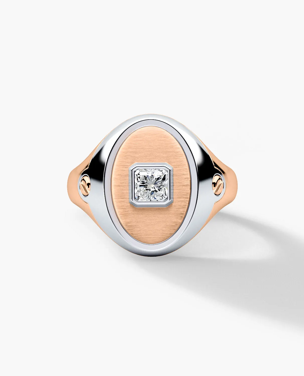 LODESTAR Two-Tone Gold Signet Ring with Diamond