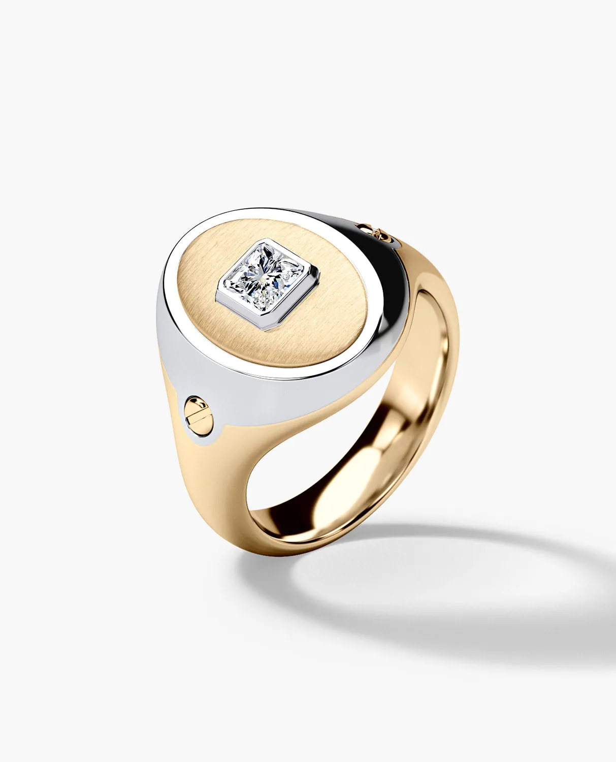 LODESTAR Two-Tone Gold Signet Ring with Diamond