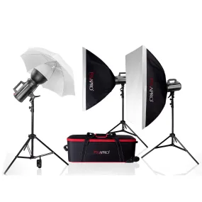 LUMI400II 1200Ws Studio Flash Head Light Photography Triple Kit