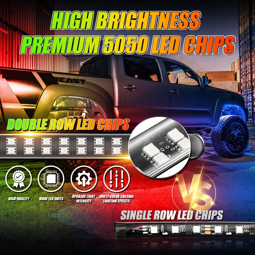 Magic Dream Color RGB Underglow Lights LED Strip Lights Kit with Bluetooth APP & Wireless Remote Control with Brake Light Function for ATV UTV