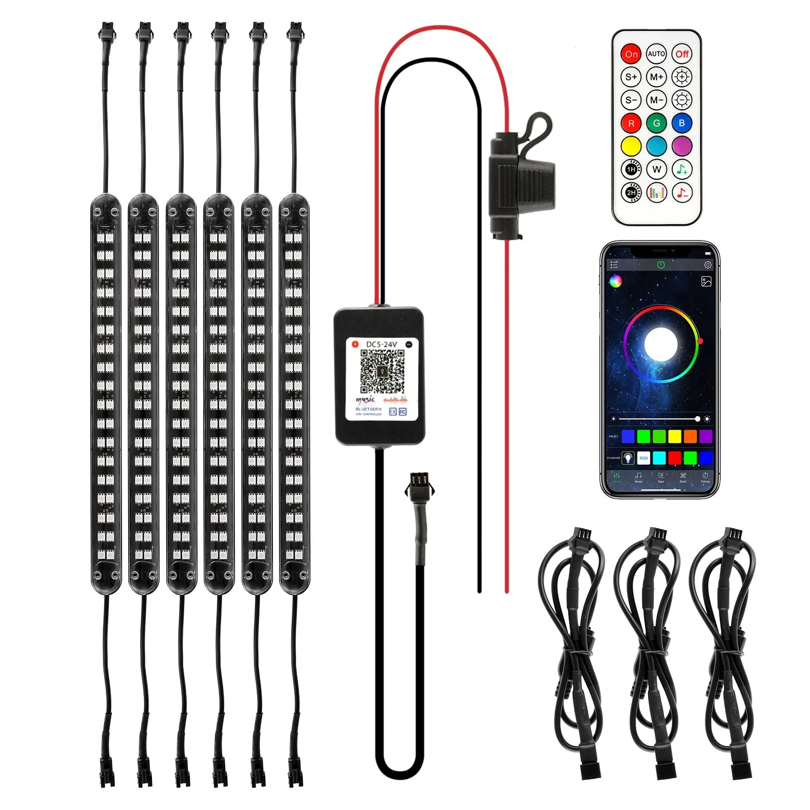Magic Dream Color RGB Underglow Lights LED Strip Lights Kit with Bluetooth APP & Wireless Remote Control with Brake Light Function for ATV UTV