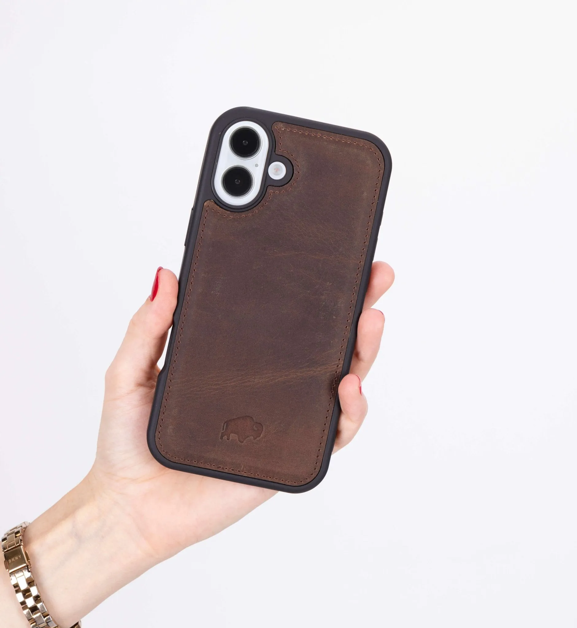Modern York iPhone 16 Plus Case, Distressed Coffee
