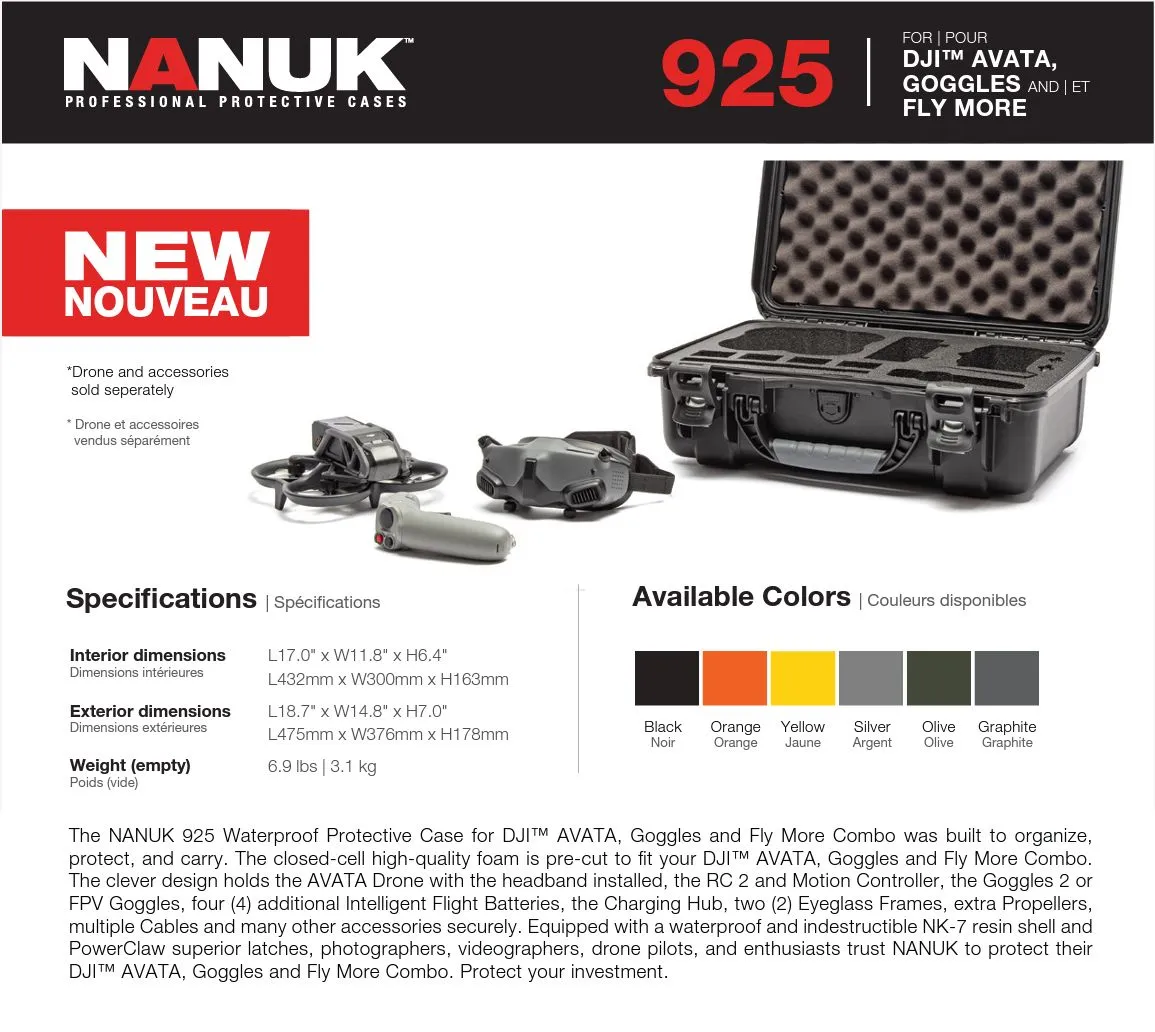 Nanuk 925 Case for DJI Avata with Goggles and Fly More (Black)