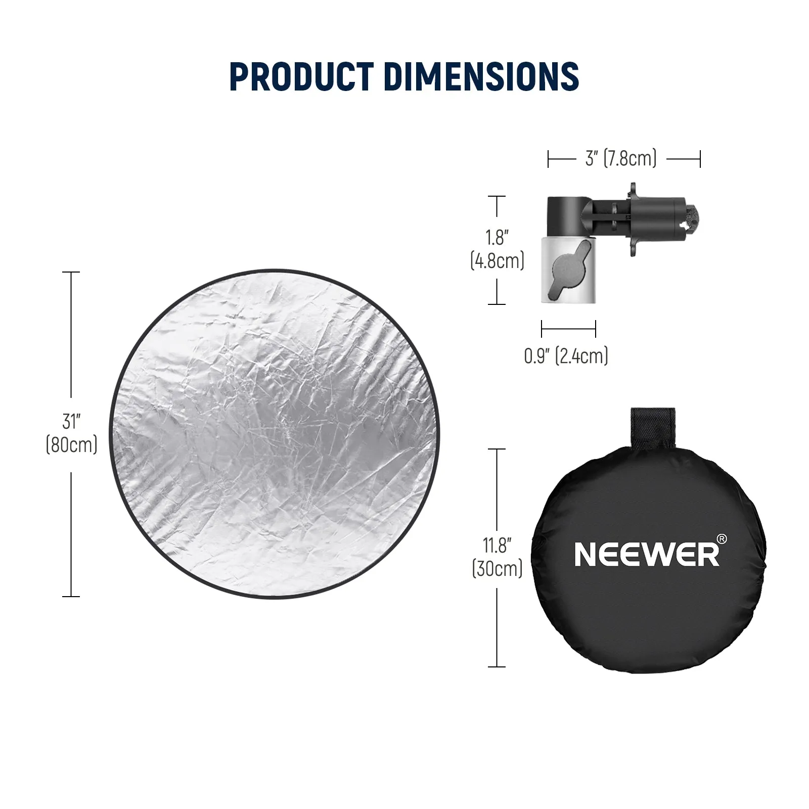 NEEWER 5 In 1 Round Reflector Kit with Holder Clip & Bag