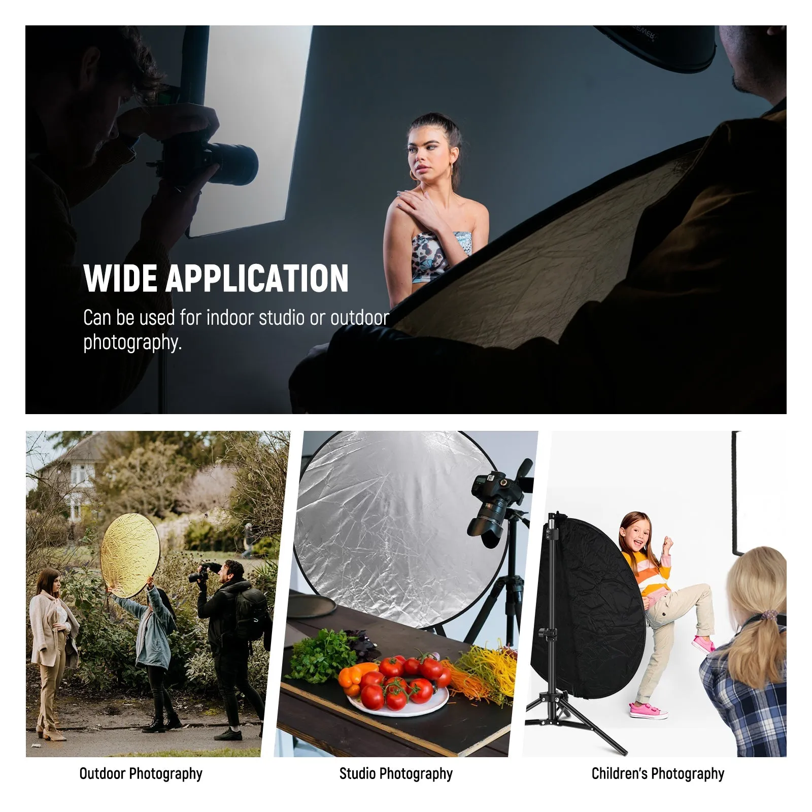 NEEWER 5 In 1 Round Reflector Kit with Holder Clip & Bag