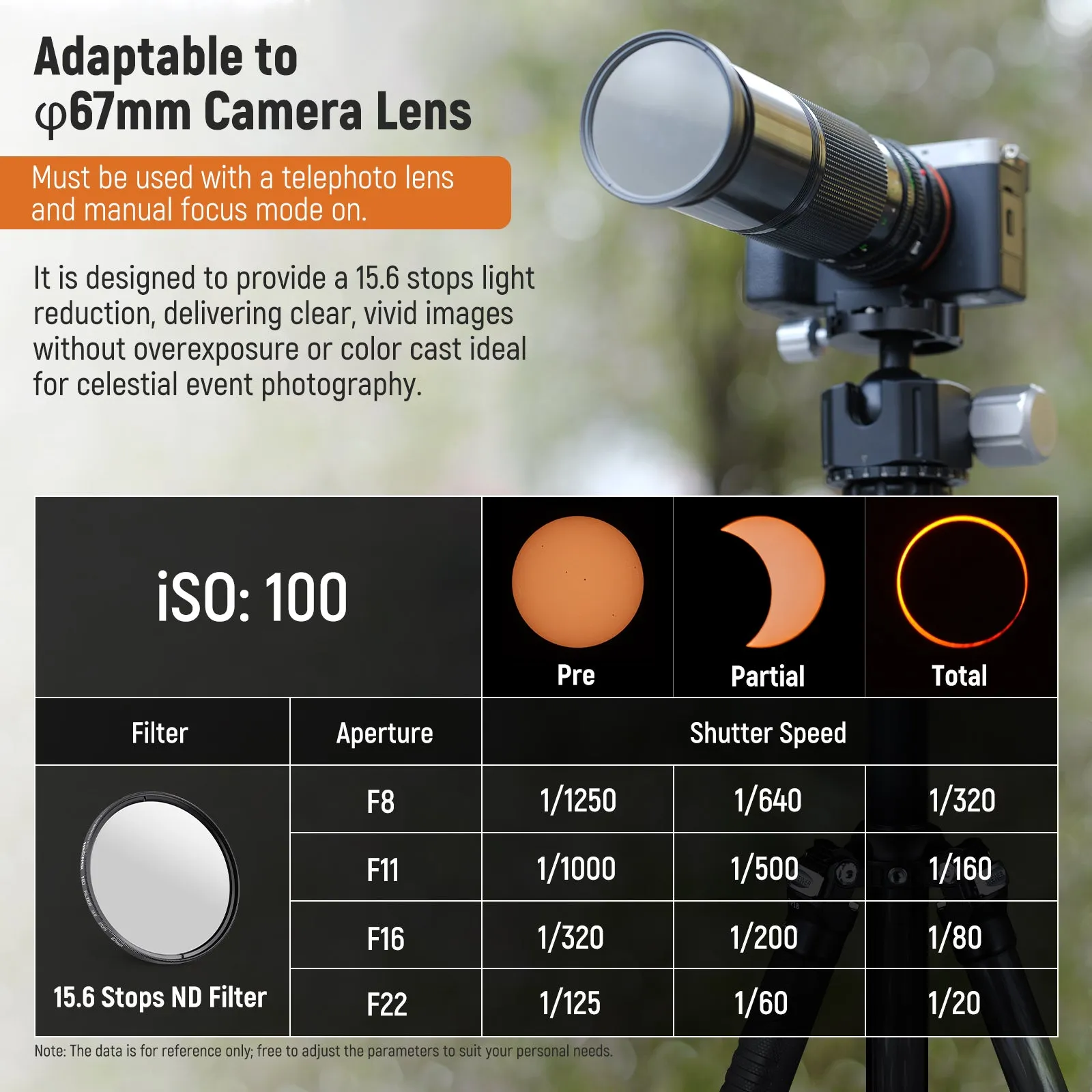 NEEWER FL-45 67mm 15.6 Stops ND Phone Filter Kit With Clip & Case