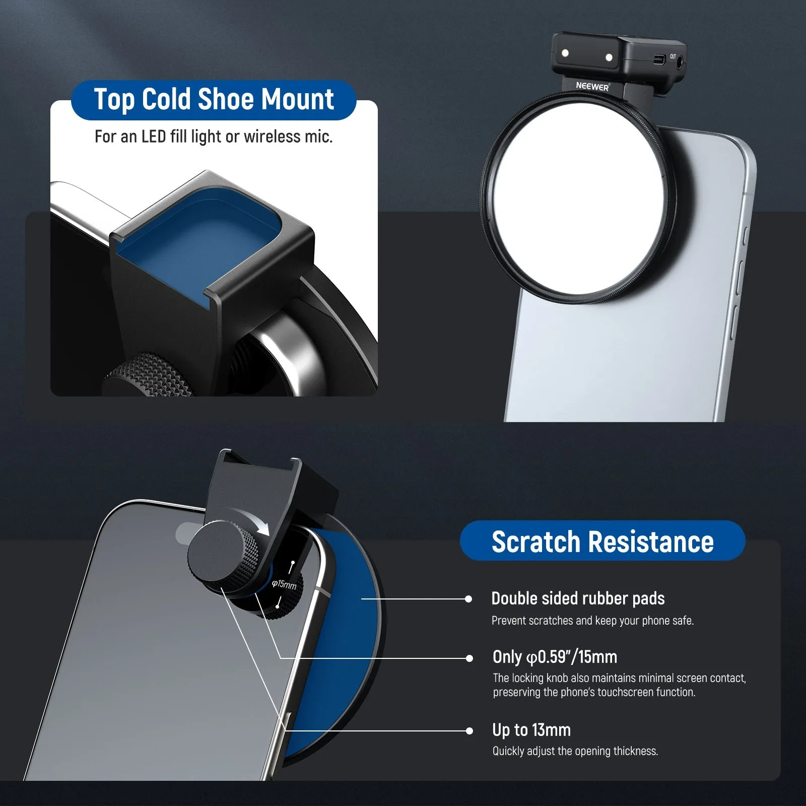 NEEWER FL-45 67mm 15.6 Stops ND Phone Filter Kit With Clip & Case